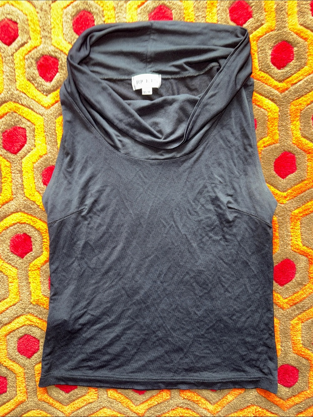 MAKE OFFER! Ricki's Black Draped Cowl Neck Tank Top sz Med.